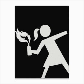 Girl Holding A Fire Extinguisher Canvas Print