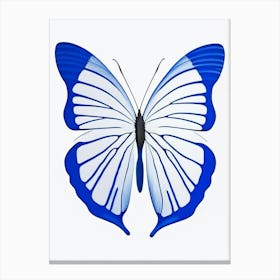 Butterfly Symbol Blue And White Line Drawing Canvas Print