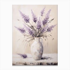 Lavender, Autumn Fall Flowers Sitting In A White Vase, Farmhouse Style 2 Canvas Print