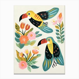 Folk Style Bird Painting Toucan 3 Canvas Print