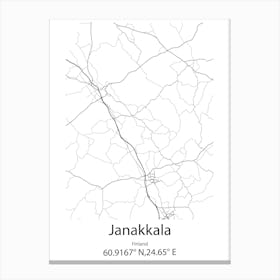 Janakkala,Finland Minimalist Map Canvas Print