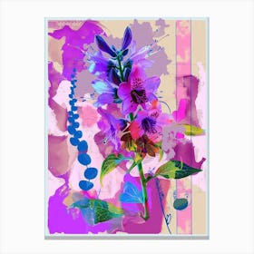 Delphinium 3 Neon Flower Collage Canvas Print