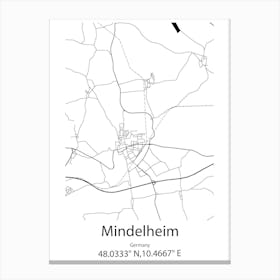 Mindelheim,Germany Minimalist Map Canvas Print