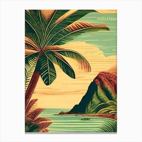 Nuku Hiva French Polynesia Vintage Sketch Tropical Destination Canvas Print