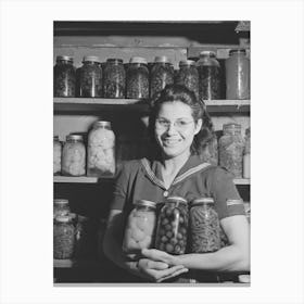 Mrs, Lee Wagoner With Home Canned Fruits And Vegetables, She And Her Husband Farm On The Black Canyon Canvas Print