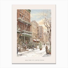 Vintage Winter Poster New York City Usa 2 Canvas Print