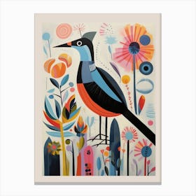 Colourful Scandi Bird Coot 2 Canvas Print