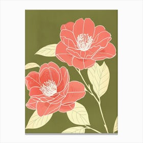 Pink & Green Camellia 3 Canvas Print