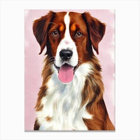 Irish Red And White Setter 3 Watercolour dog Canvas Print