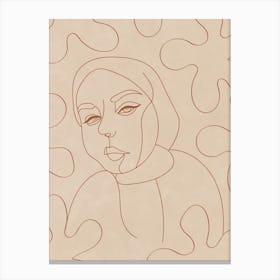 Minimal Line Art Hijab Woman Canvas Print