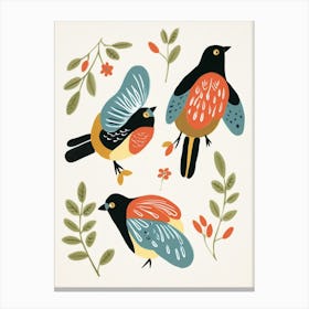 Folk Style Bird Painting Robin 4 Canvas Print