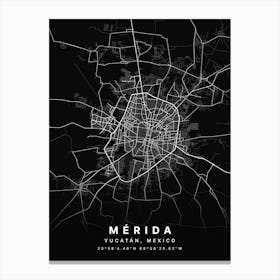 Merida Yucatan Mexico Black Map Stampe su tela