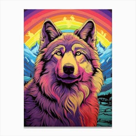 Himalayan Wolf Retro Colourful 1 Canvas Print