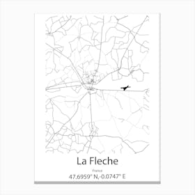 La Fleche,France Minimalist Map Canvas Print