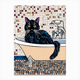 Black Cat In The Bath Canvas Print