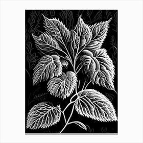 Lemon Balm Leaf Linocut 3 Canvas Print
