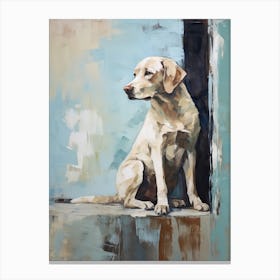 Labrador Retriever Dog, Painting In Light Teal And Brown 1 Canvas Print