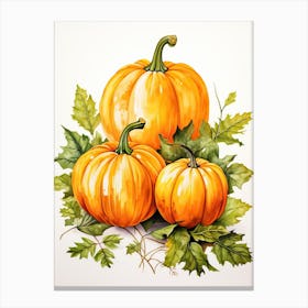 Jack O  Lantern Pumpkin Watercolour Illustration 1 Canvas Print