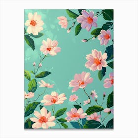 Pink Flowers Wallpaper Canvas Print