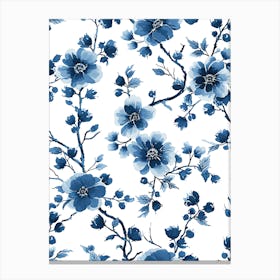 Blue And White Floral Pattern 3 Canvas Print