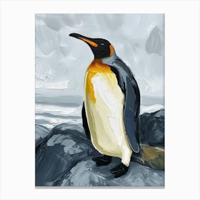 King Penguin Volunteer Point Colour Block Painting 3 Canvas Print