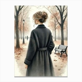 Woman Walking In The Park Canvas Print