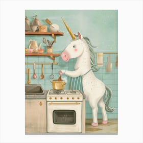 Pastel Unicorn Cooking In The Kitchen 2 Canvas Print