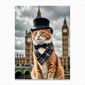 Purrfection in Every Snapshot Cat In London Big Ben Canvas Print