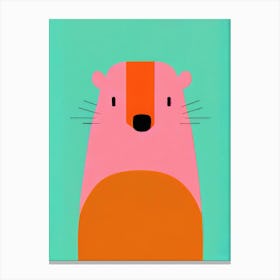 Beaming Pink Beaver Bold Retro Canvas Print