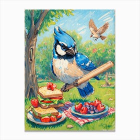 Blue Jay Picnic 1 Canvas Print