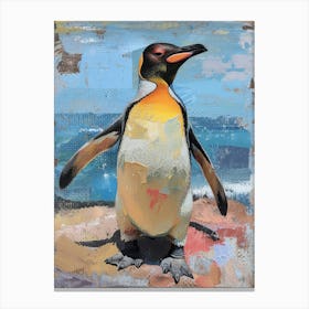 Galapagos Penguin Bleaker Island Colour Block Painting 1 Canvas Print