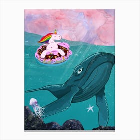 Unicorn And Whale Canvas Print
