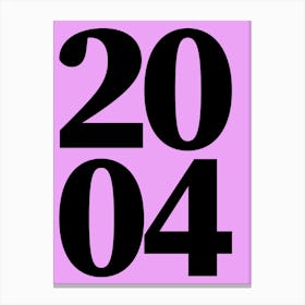 2004 Typography Date Year Word Canvas Print
