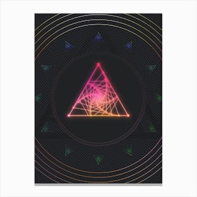 Neon Geometric Glyph in Pink and Yellow Circle Array on Black n.0166 Canvas Print