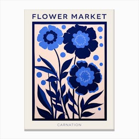 Blue Flower Market Poster Carnation 2 Canvas Print