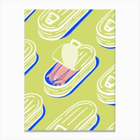 Sleeping Sardines In Lime And Pink Canvas Print
