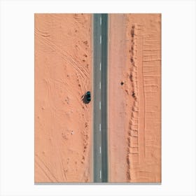 Wadi Rum Jordan | Drone shot in desert with car | Aerial Photography Middle-East Canvas Print