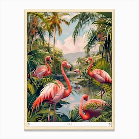Greater Flamingo Italy Tropical Illustration 5 Poster Canvas Print