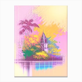 Ilot Gabriel Mauritius Watercolour Pastel Tropical Destination Canvas Print