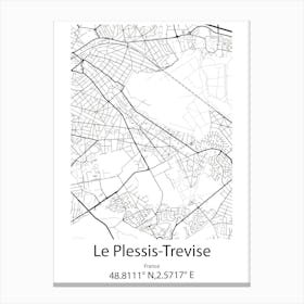 Le Plessis Trevise,France Minimalist Map Canvas Print