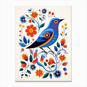 Scandinavian Bird Illustration Bluebird 1 Canvas Print