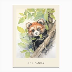 Beatrix Potter Inspired  Animal Watercolour Red Panda 5 Canvas Print
