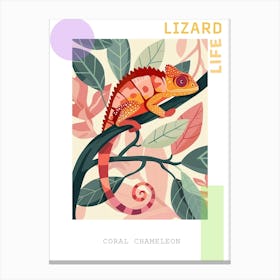 Coral Chameleon Modern Illustration 1 Poster Canvas Print