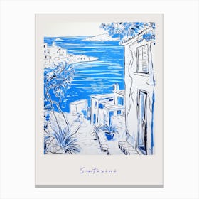 Santorini Greece 3 Mediterranean Blue Drawing Poster Canvas Print