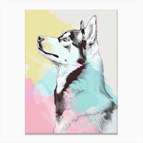Husky Dog Pastel Line Painting 4 Canvas Print
