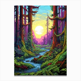 Hoh Rainforest Pixel Art 3 Canvas Print