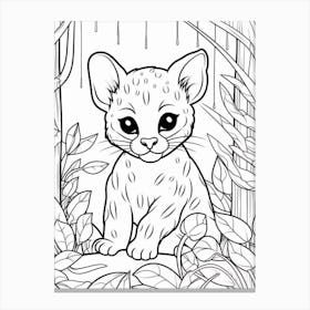 Line Art Jungle Animal Margay 2 Canvas Print