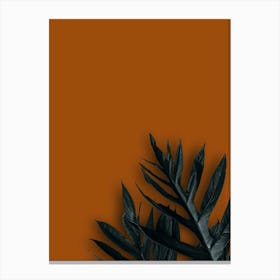 Black Leaves On Orange Background Canvas Print