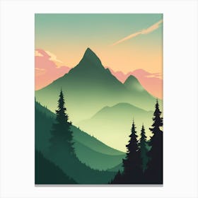 Misty Mountains Vertical Composition In Green Tone 210 Canvas Print