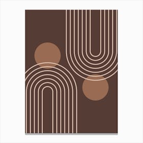 Mid Century Modern Geometric cI in Rustic Brown Mocha (Rainbow and Sun Abstraction) 2 Canvas Print